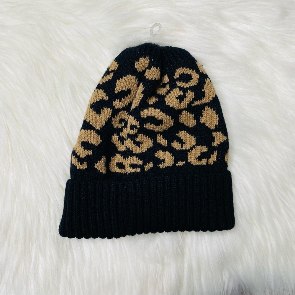 Women’s Cheetah Print Beanie - Picture 2 of 3